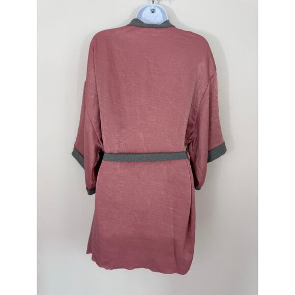 Cozy Rozy Mauve Pink Kimono Robe L NWT Lounge Wrap Made in USA - Picture 4 of 7